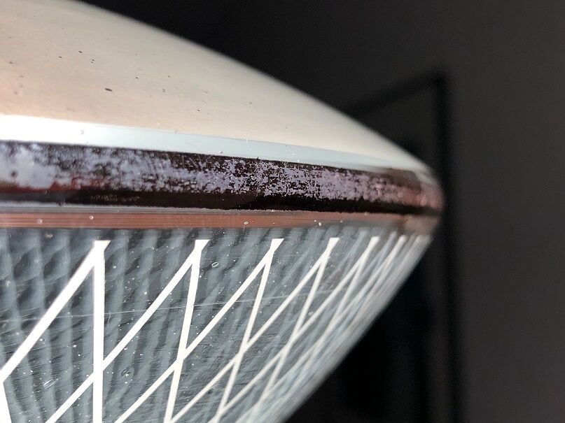 Striated glass suspension, modernist, from the 50s