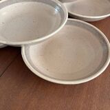 Lot de 6 Assiettes Creuses en Grès Signées Sarreguemines - Style Vintage Ru