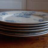 6 flat plates Sarreguemines Utzschneider & Cie model Royat