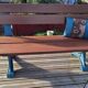 Garden bench, cast iron legs and exotic wood