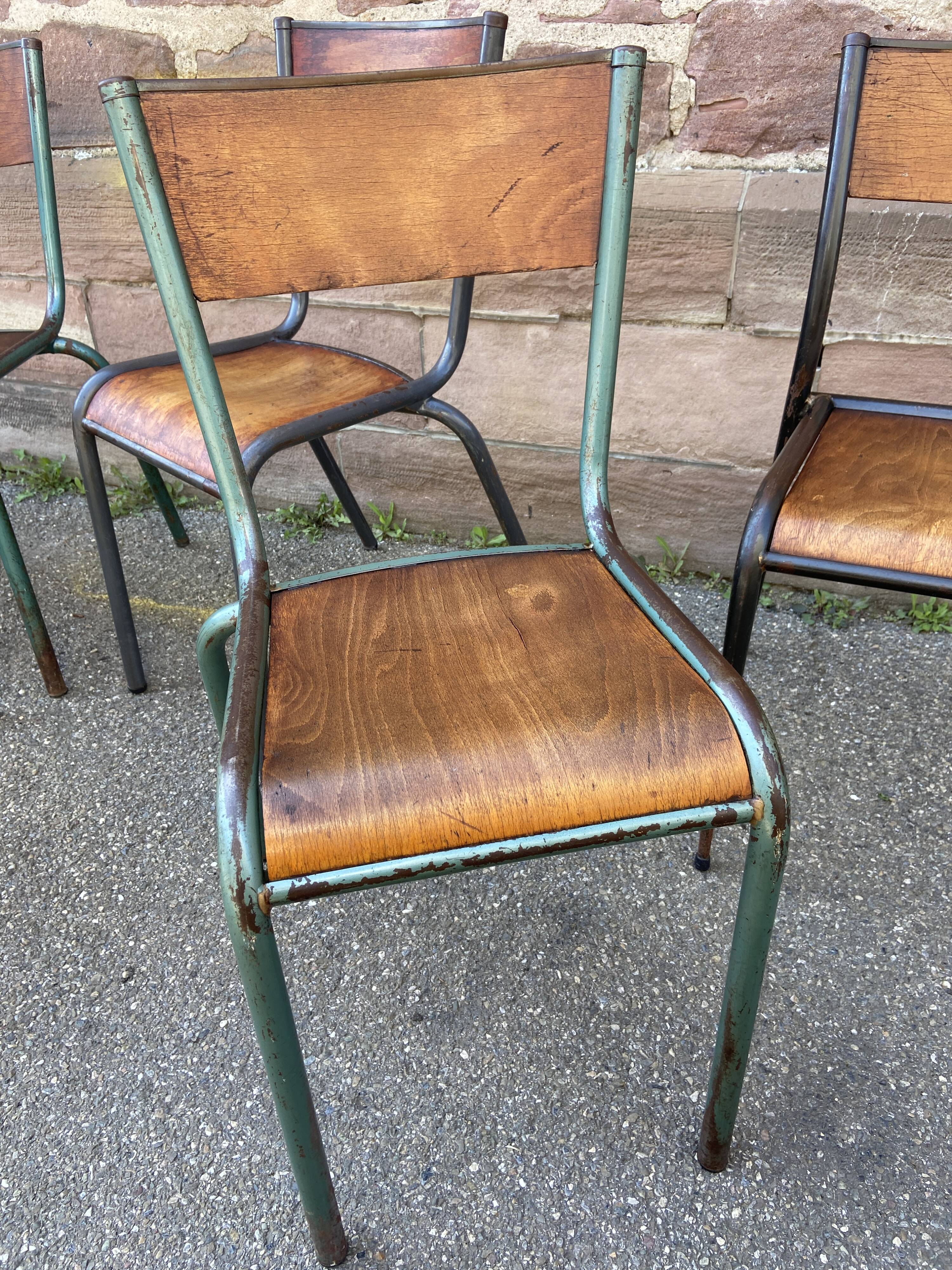 6 chaises école dépareillées industrielle école vintage collectivités Mullca