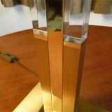 Modernist brass-plated and acrylic glass table lamp, France 1970s