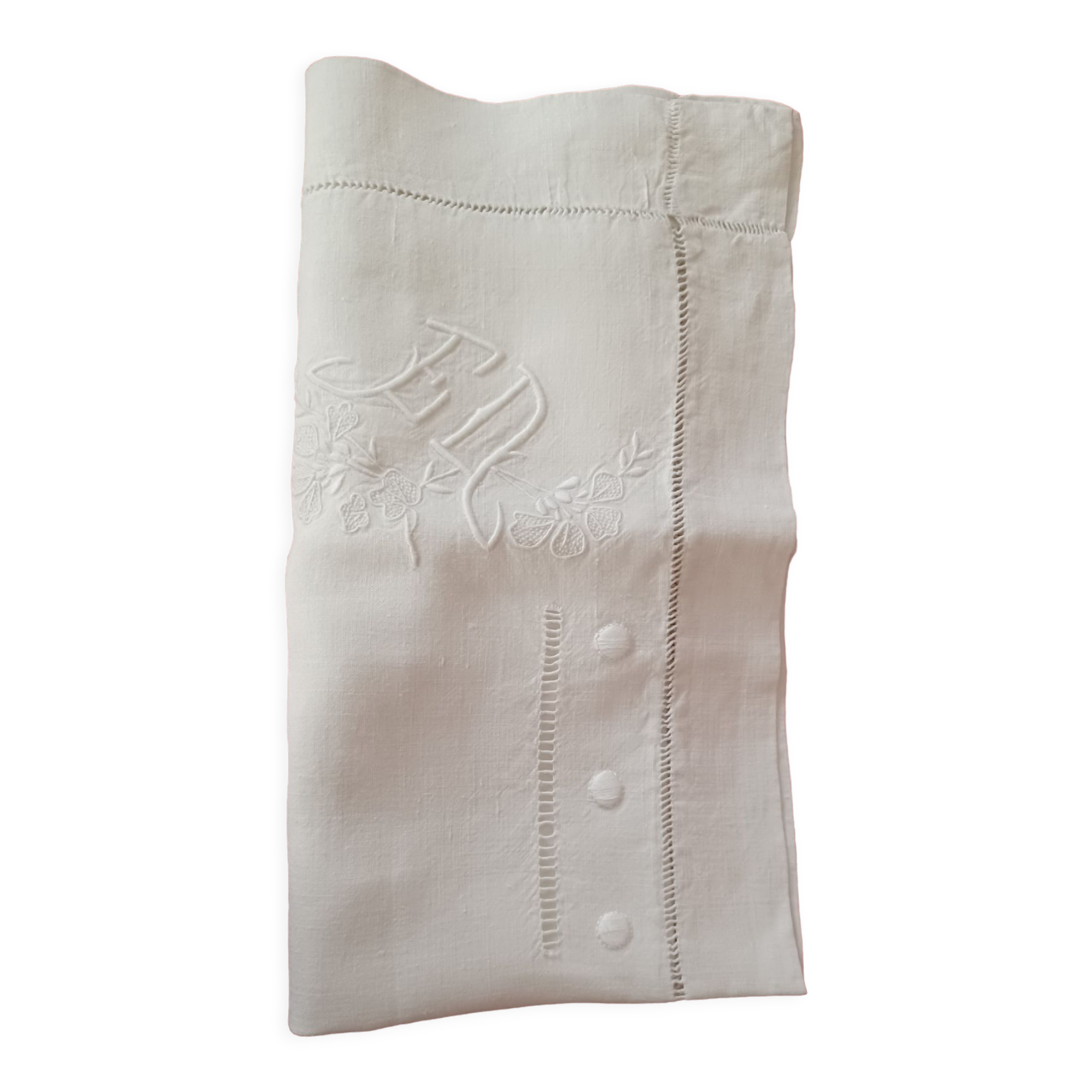 Pillowcase hand-embroidered thread monogram E.D.