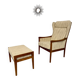 Vintage Casala wingback armchair with ottoman, 1970s design