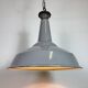 Large Industrial British Grey Enamel Factory Pendant Lamp from Benjamin, 19