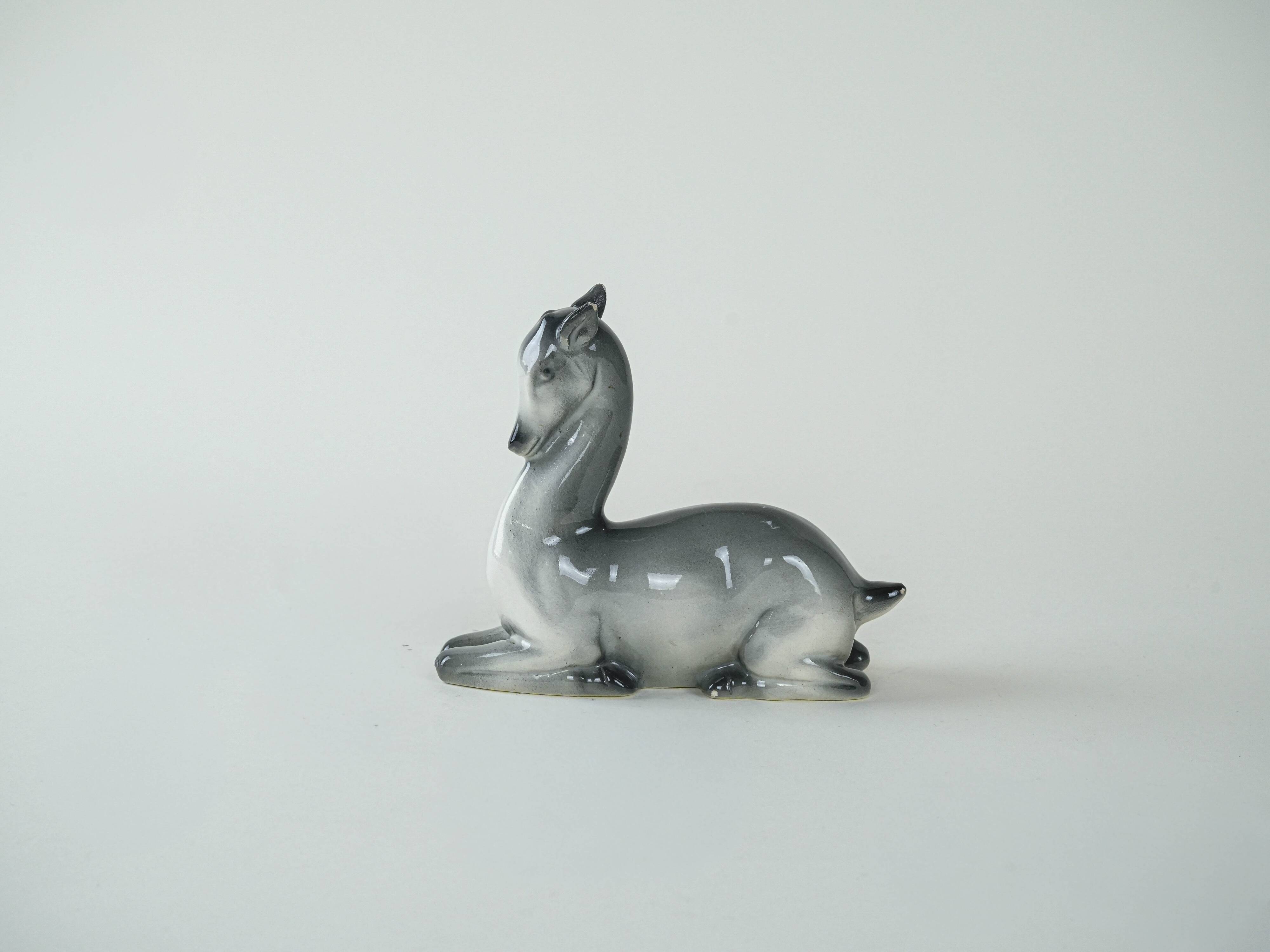 Ceramic deer figurine, Danish design, 1970s, production: Denmark