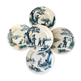 Lot de 5 assiettes plates Terre de Fer modèle "Garde-Champêtre" fin XIXème