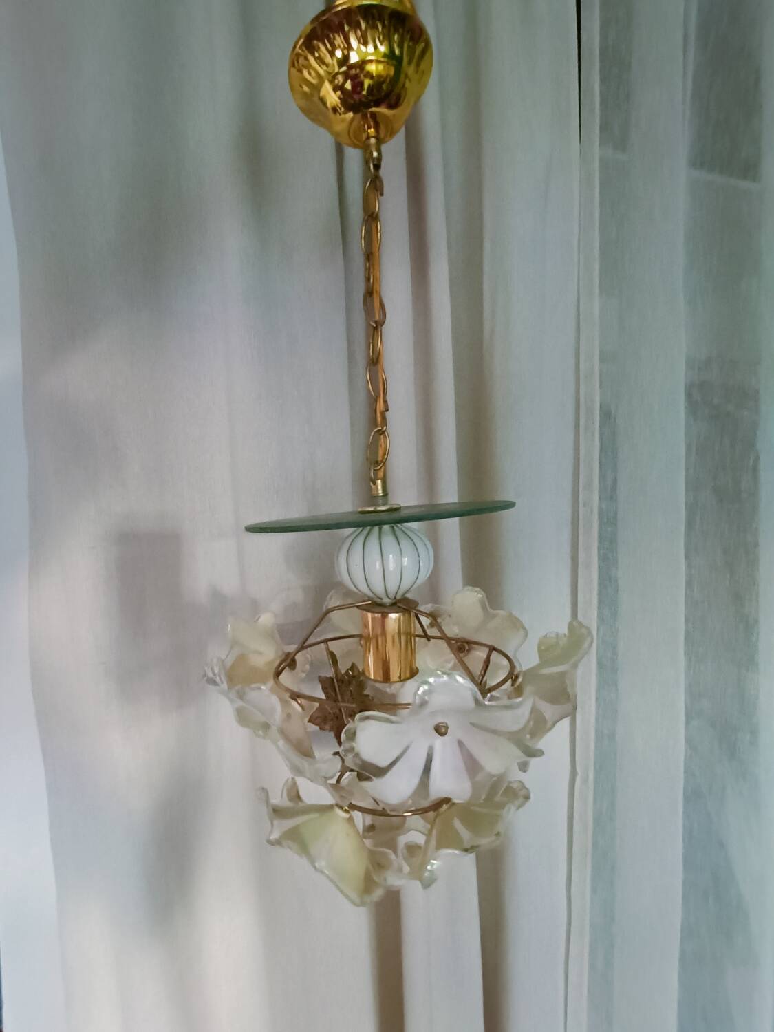 70s Flower and Mirror Chandelier