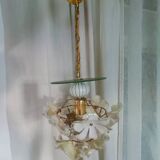 70s Flower and Mirror Chandelier