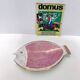 Grand vide-poche / assiette décorative en céramique en forme de poisson rose par Rometti, Italie