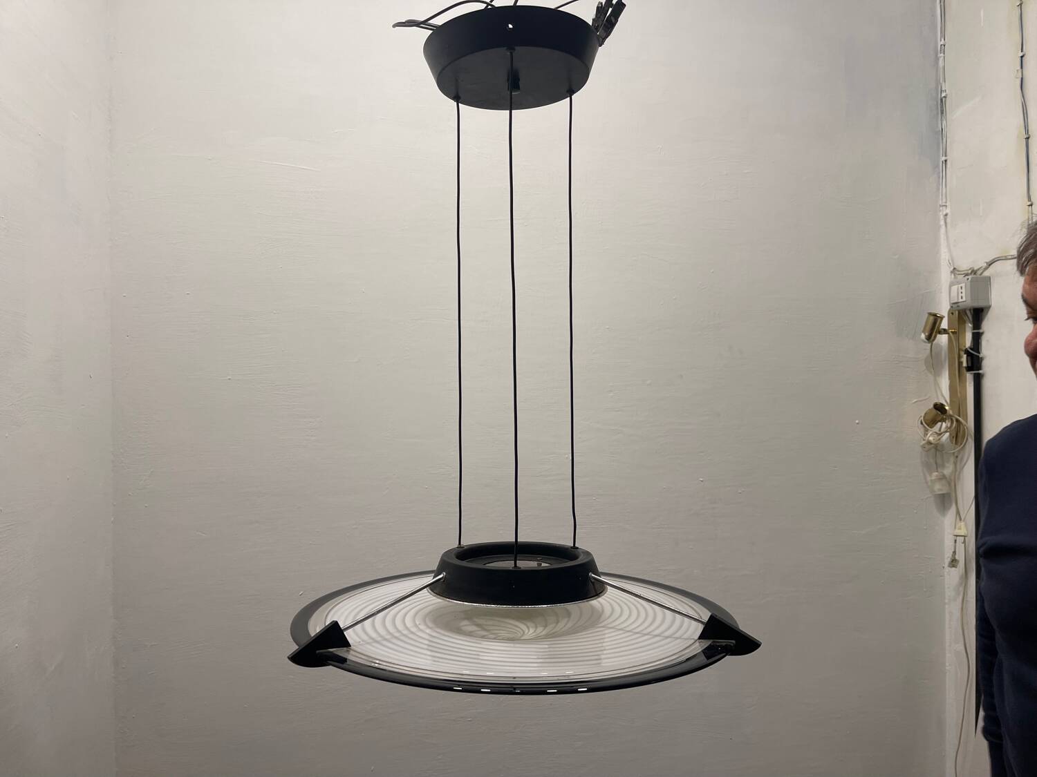 Black and white Murano Glass Light Pendant