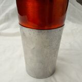 Orange and grey metal vase