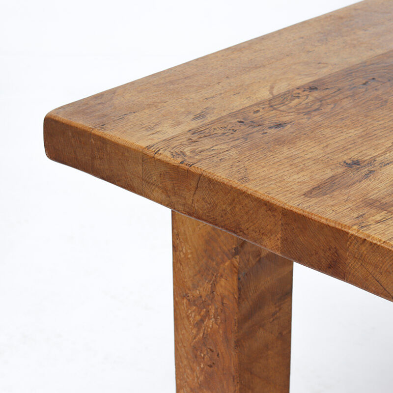 Vintage Mid-Century Brutalist Rustic Oak Dining Table