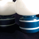 Pair of duck blue and white opaline lamps