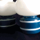 Pair of duck blue and white opaline lamps