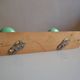 Wall coat rack with 2 hooks, wood and plastic, 60s style.