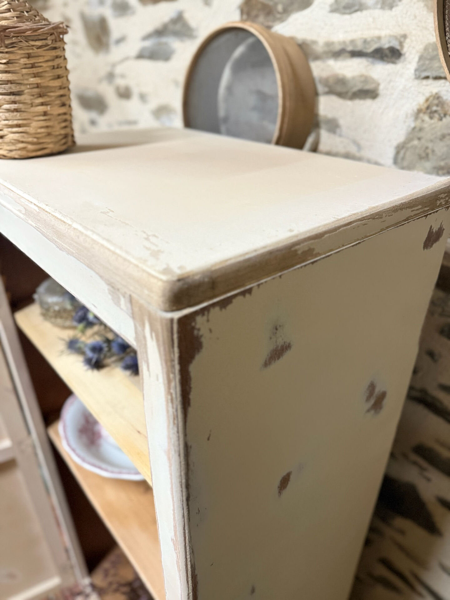 Small one-door Art Deco cabinet with a patina.