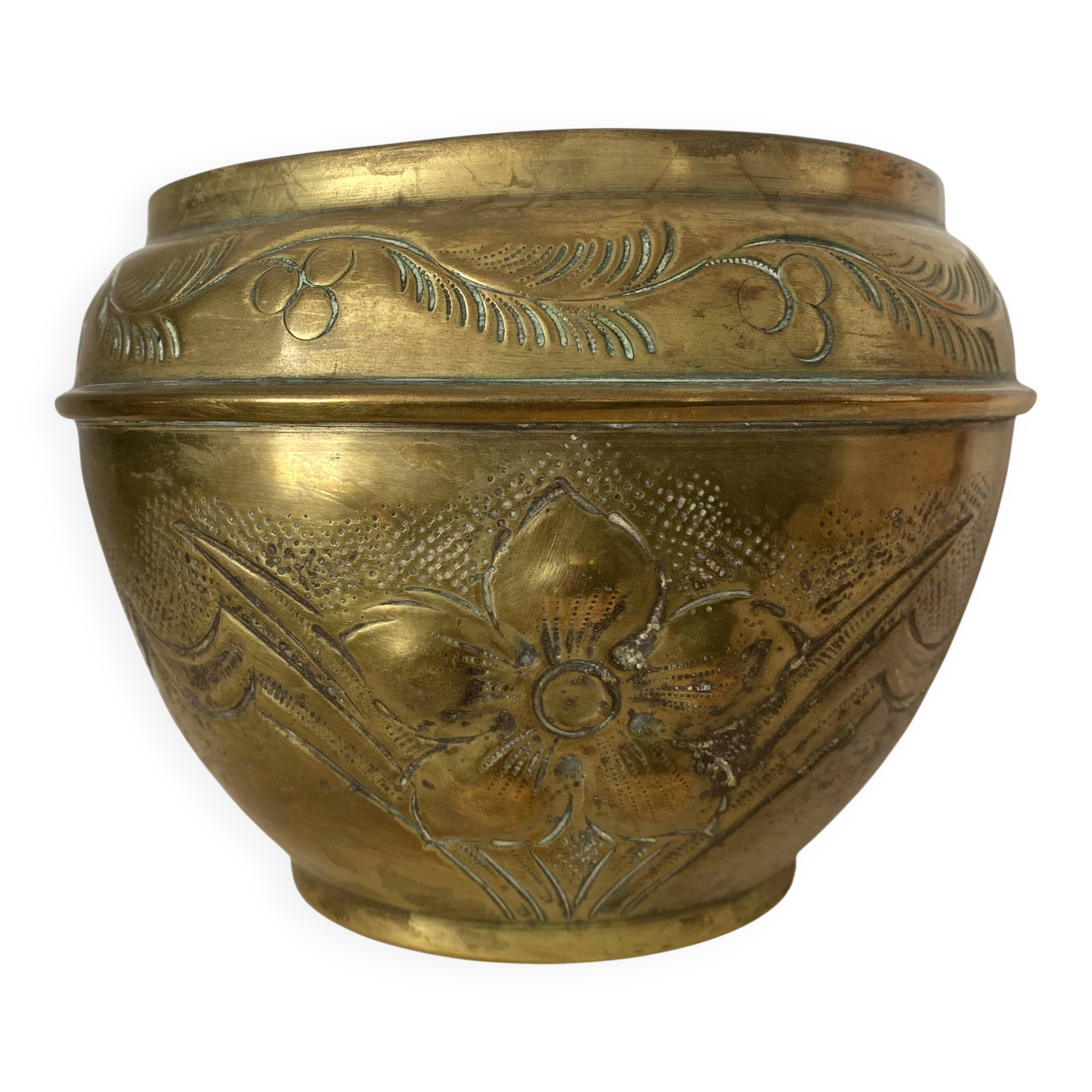 Gilded brass flowerpot