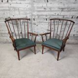 Paire de fauteuils Baumann éventail