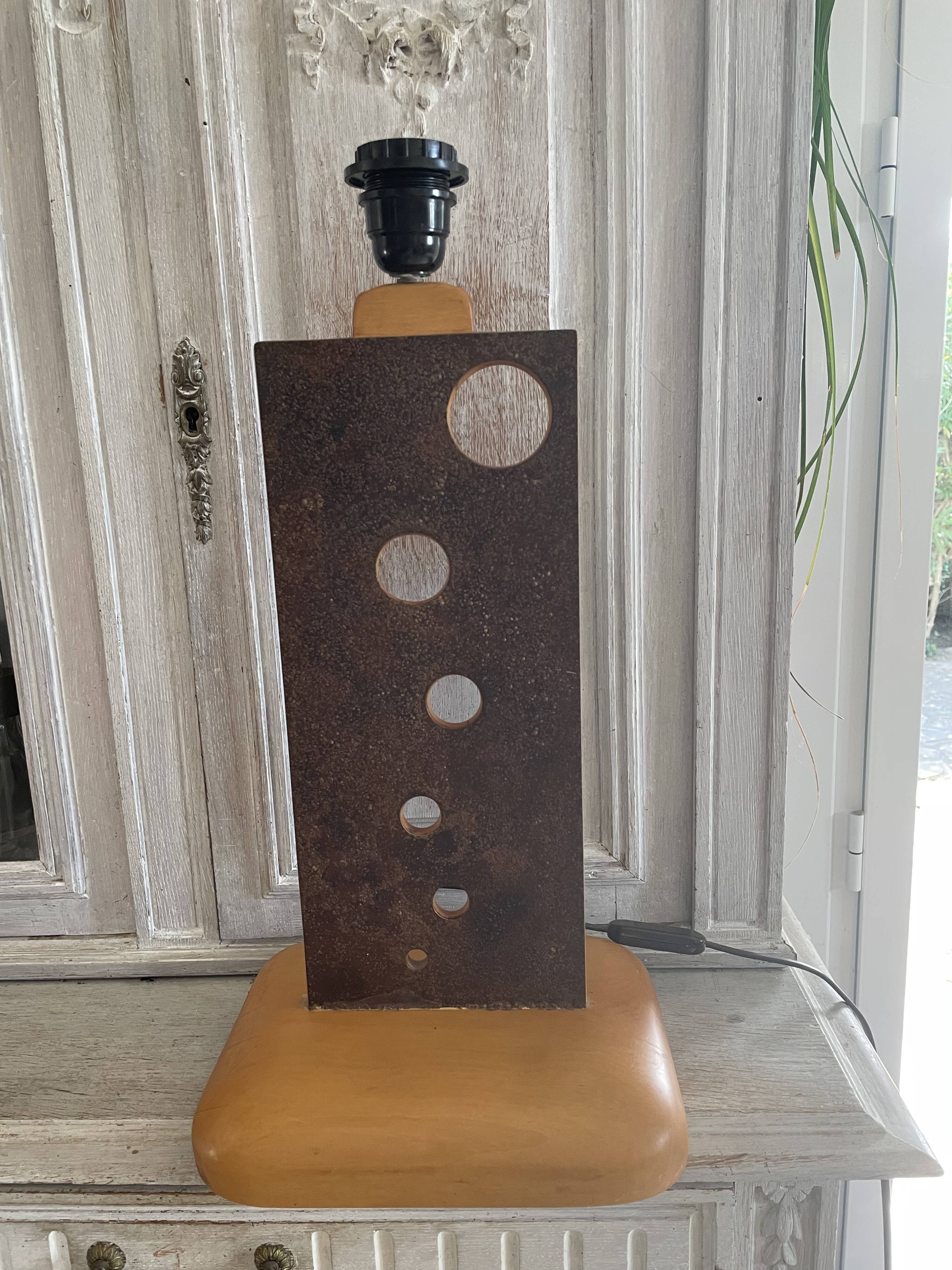 Vintage wood and metal lamp 47cm