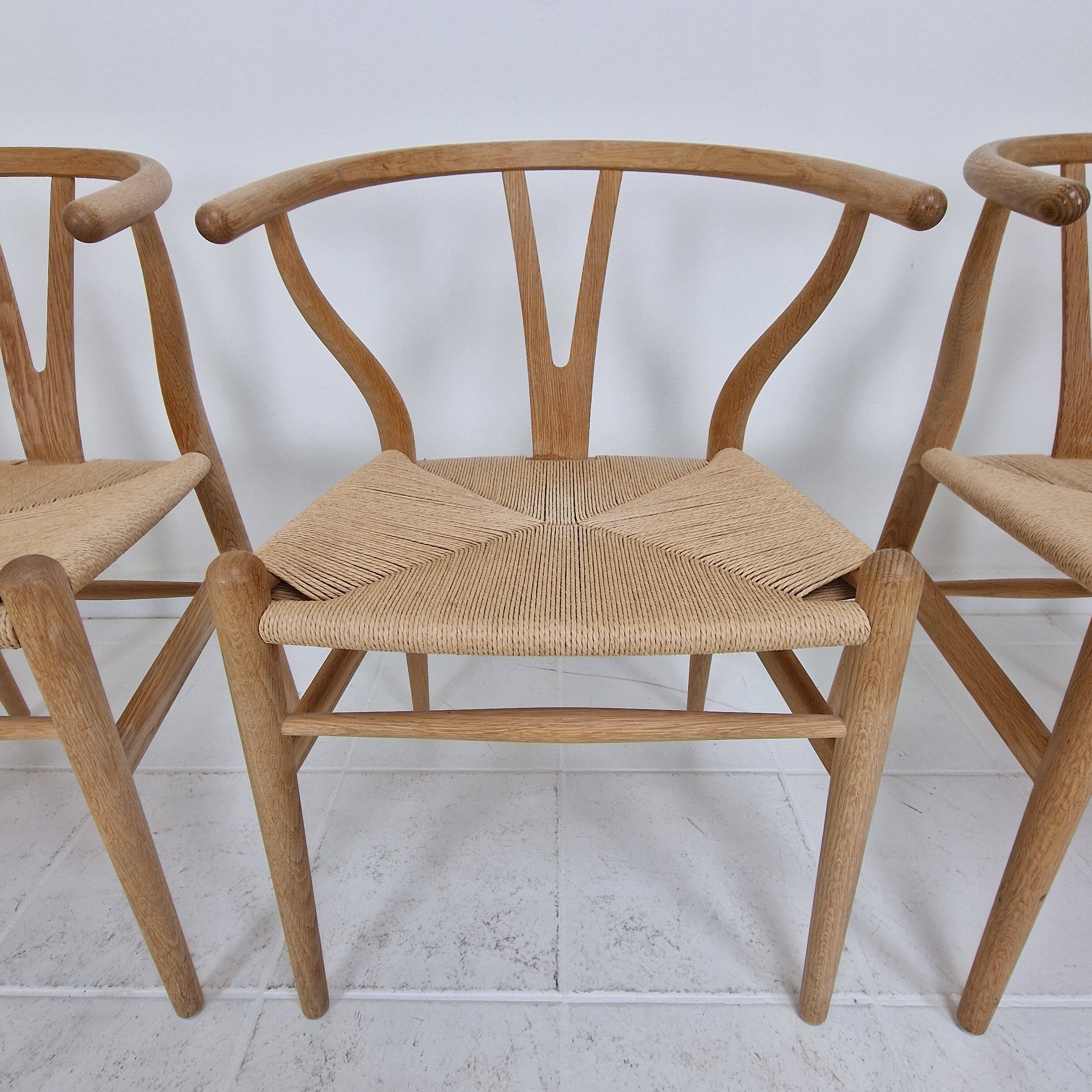 Chaises Wishbone CH24 de Hans J. Wegner par Carl Hansen & Søn, Danemark, Ensemble de 5