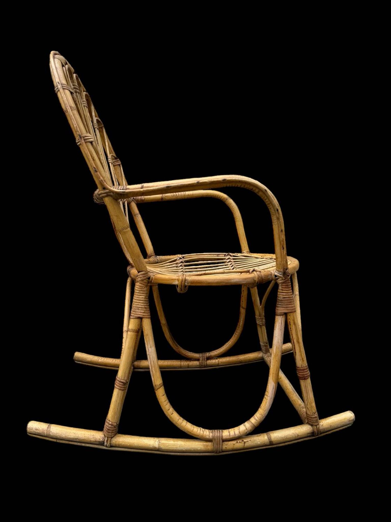 Rattan rocking chair Italy 1950