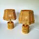Pair of French Riviera bamboo & rattan table lamps, Louis Sognot's style, 1960s