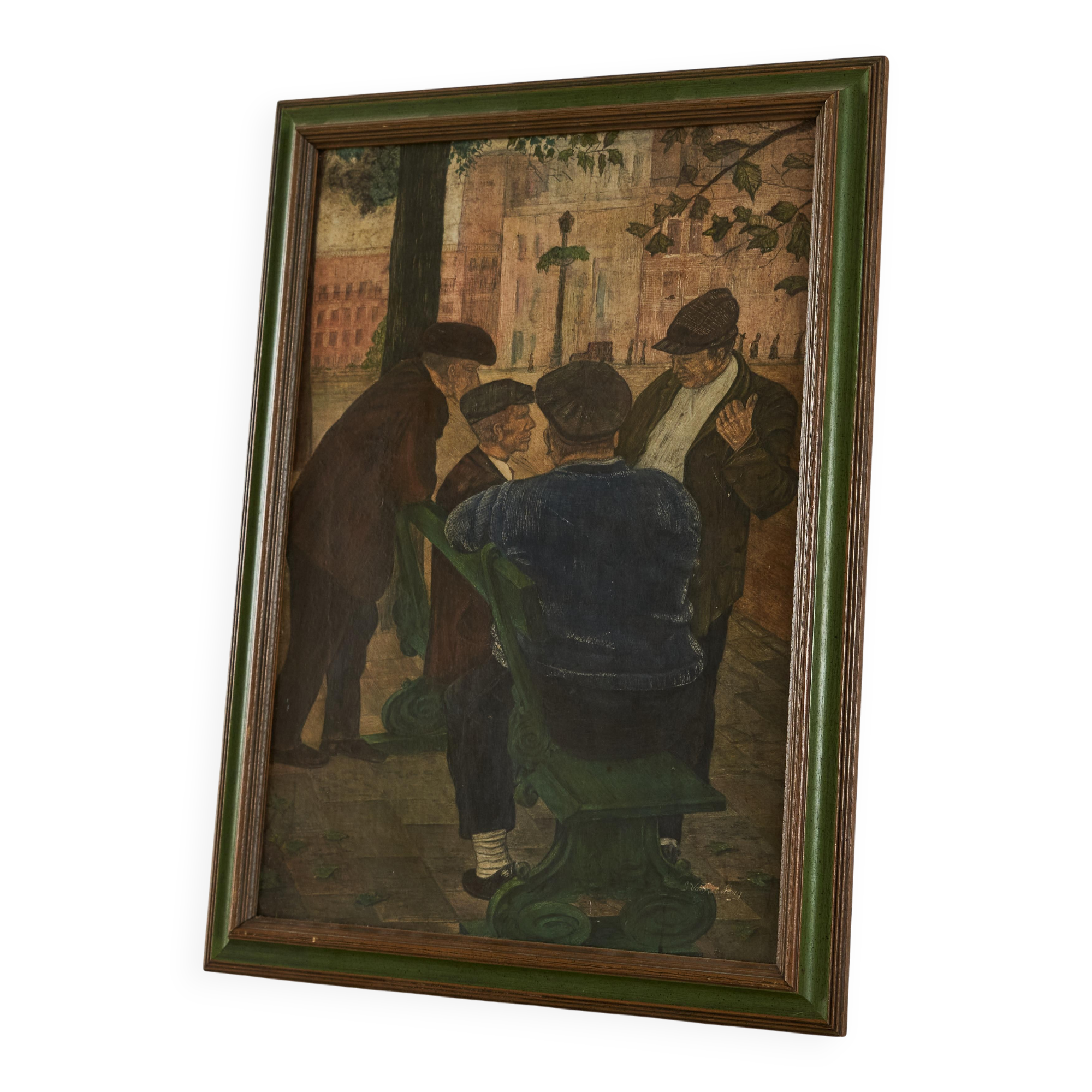 G. van Rampelberg "Weighty Distribution", oil on panel, 1920s