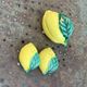 Salt and mustard pots, ceramic lemons, barbotine Vallauris.