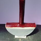 Old enameled ceramic soliflore vase half circle signed vintage