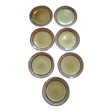 7 old stoneware flat plates