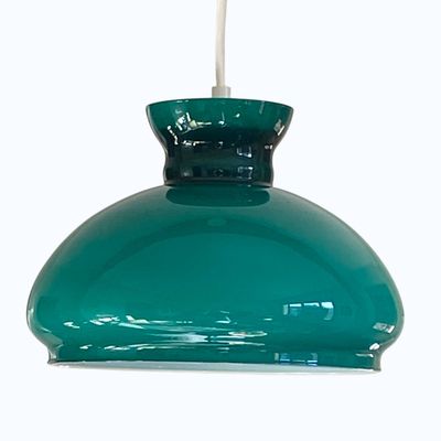Suspension lustre en verre opaline vert foncé