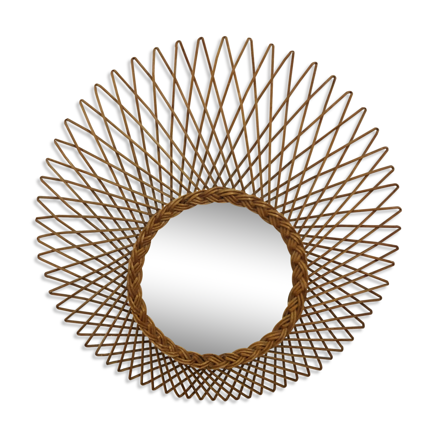 Vintage rattan mirror 60s