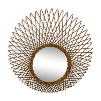 Vintage rattan mirror 60s