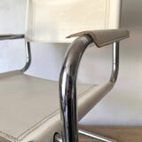 Matteo Grassi style faux leather and chrome armchair