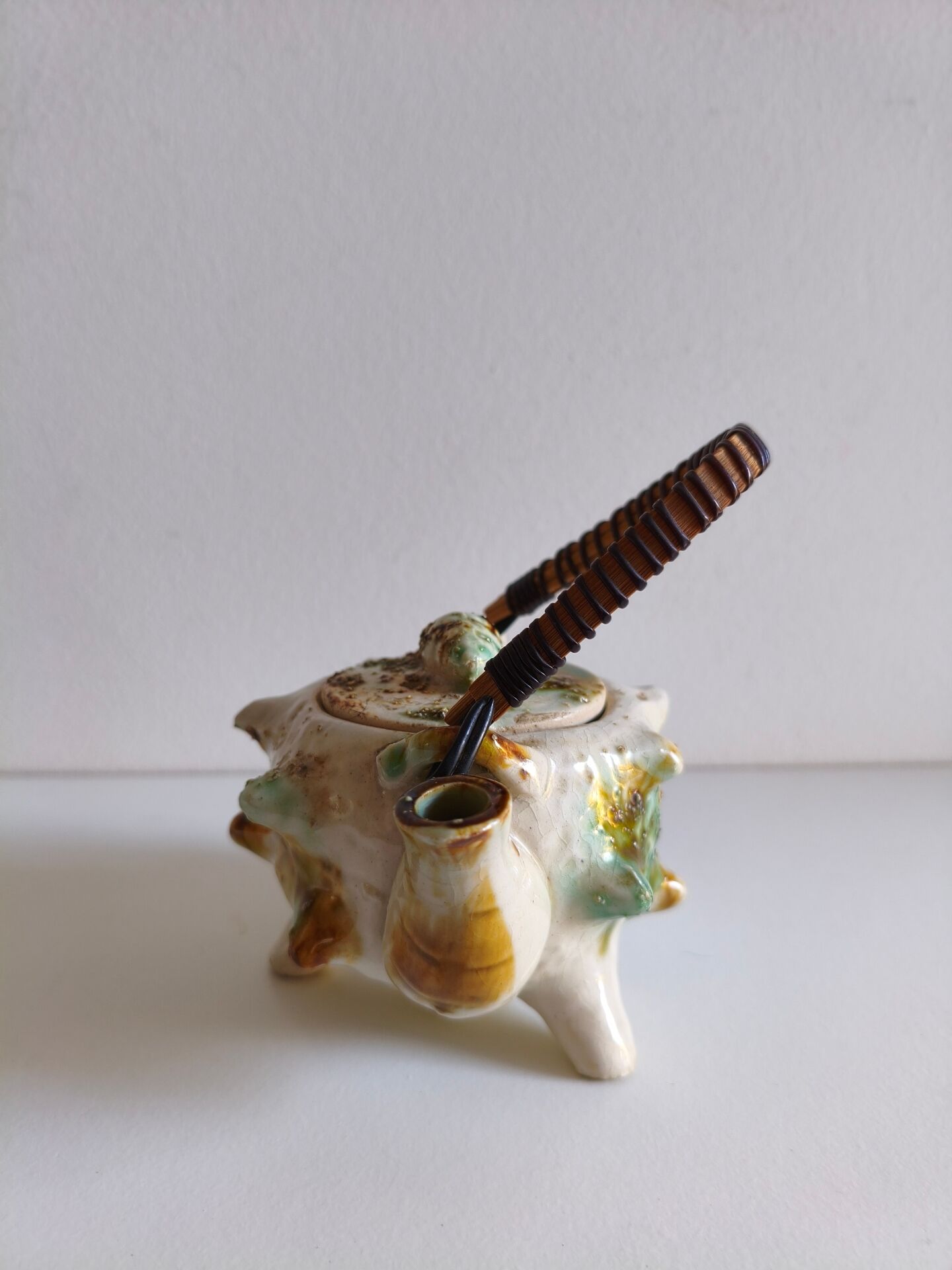 Wabi-sabi teapot in glazed ceramic
