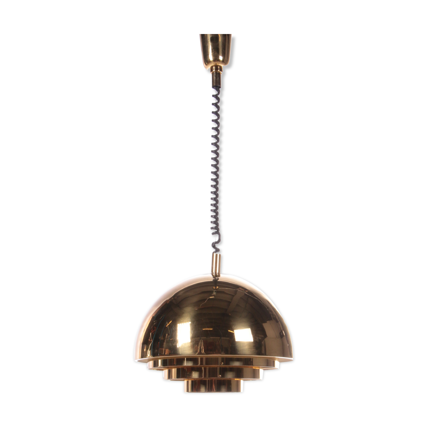 Vintage brass hanging lamp by Vereinigte Werkstatten Collection, 1960