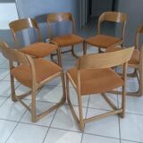 Suite of 6 Baumann Chairs model 1970 Sleigh