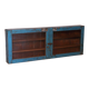 Old Burmese teak wall display case original blue patina