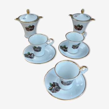 Ensemble tasses et sucriers en porcelaine