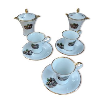 Ensemble tasses et sucriers en porcelaine