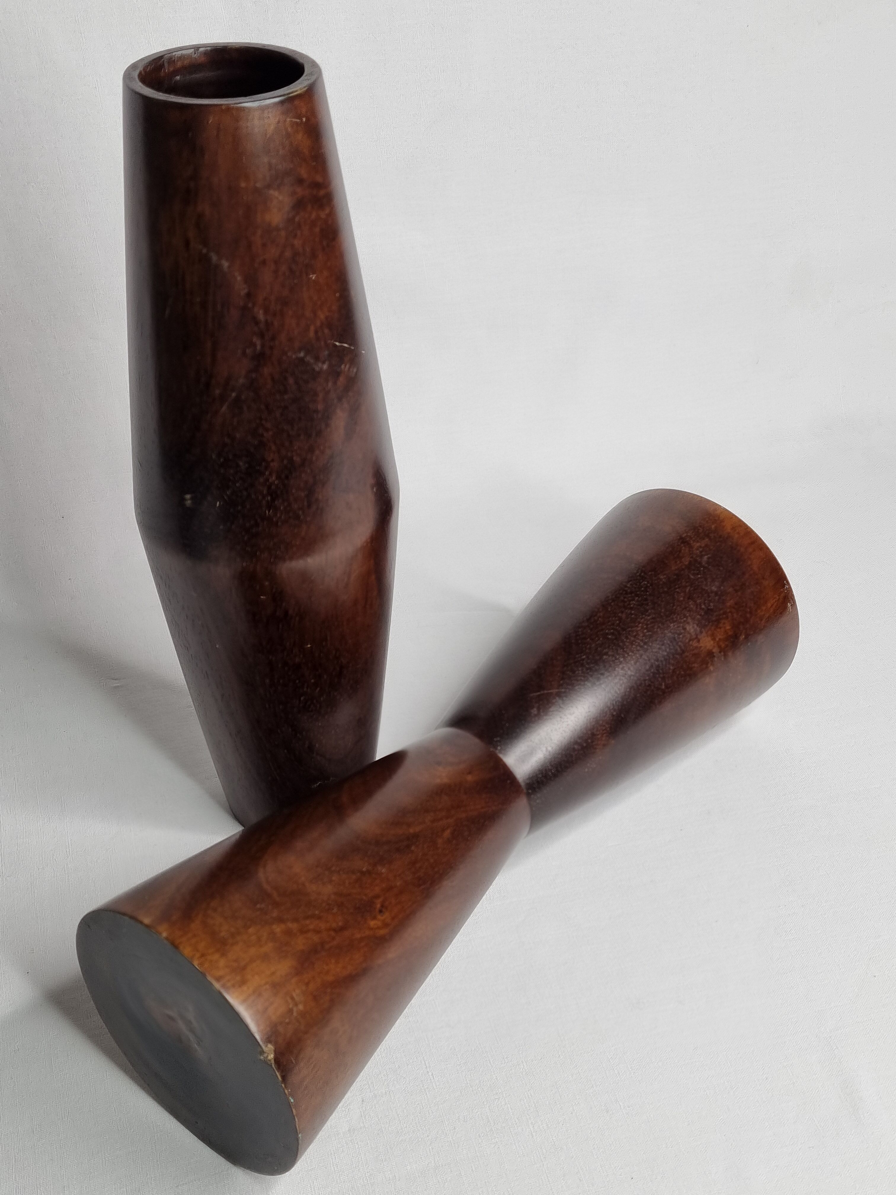 Pair of bamboo design vases, vintage, 80s, 30 cm