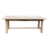 Table de ferme extensible rénovée en chêne brut 300cm pieds sculptés