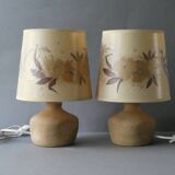 Pair of stone lamps with flower shades, 1970