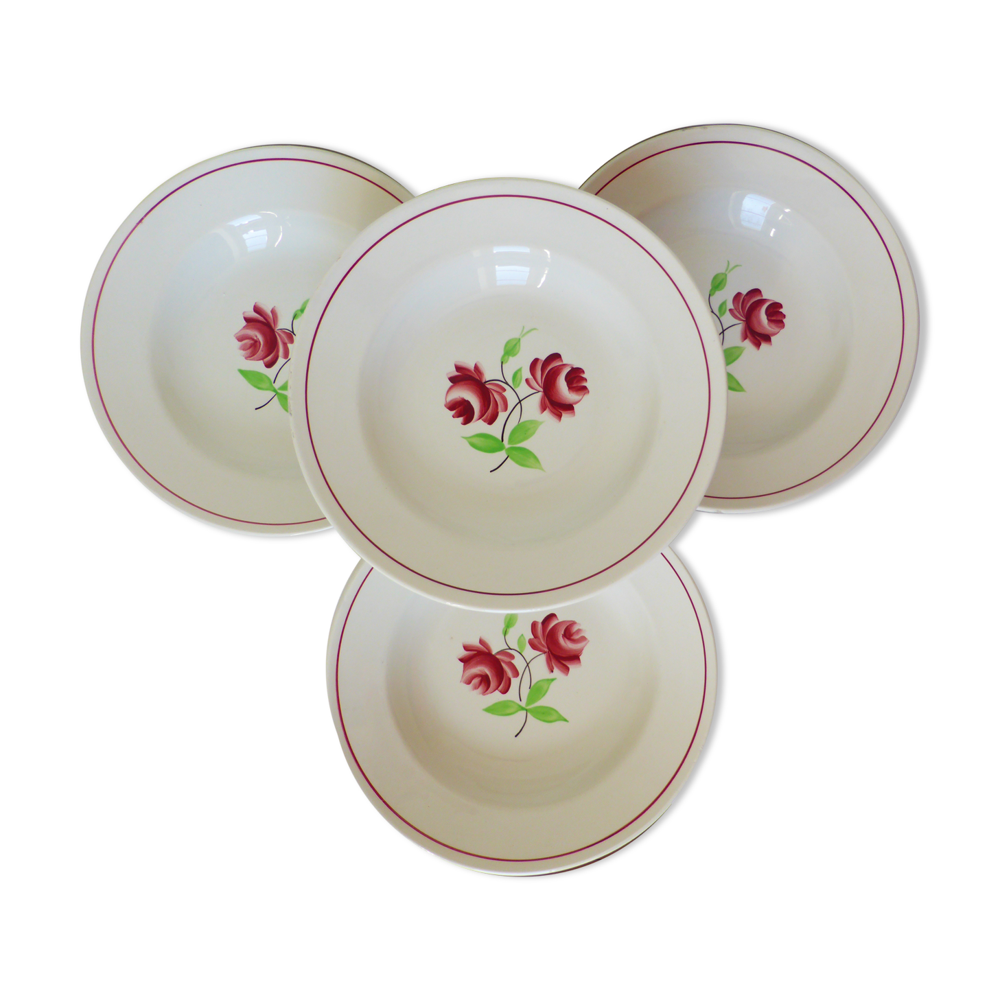 4 assiettes creuses K et G Luneville modèle Rose Mai 2106209
