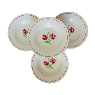 4 assiettes creuses K et G Luneville modèle Rose Mai 2106209