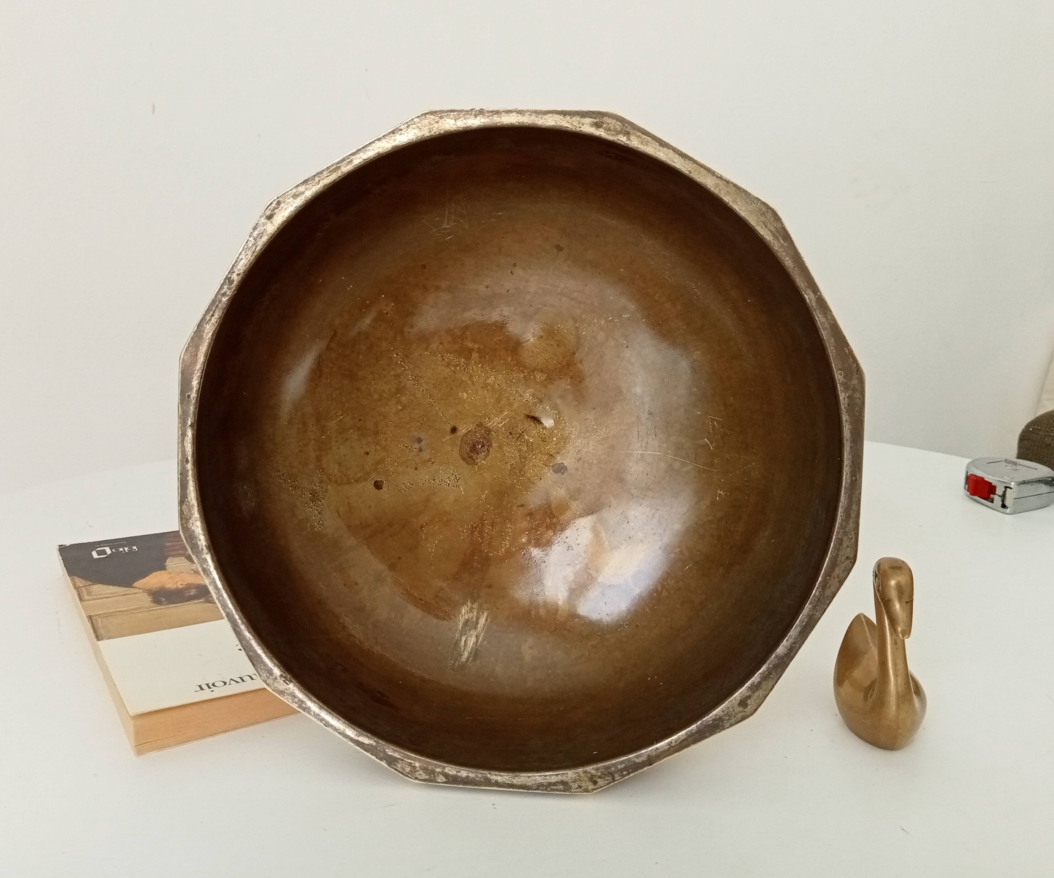 Antique art deco footed cup in gilded brass