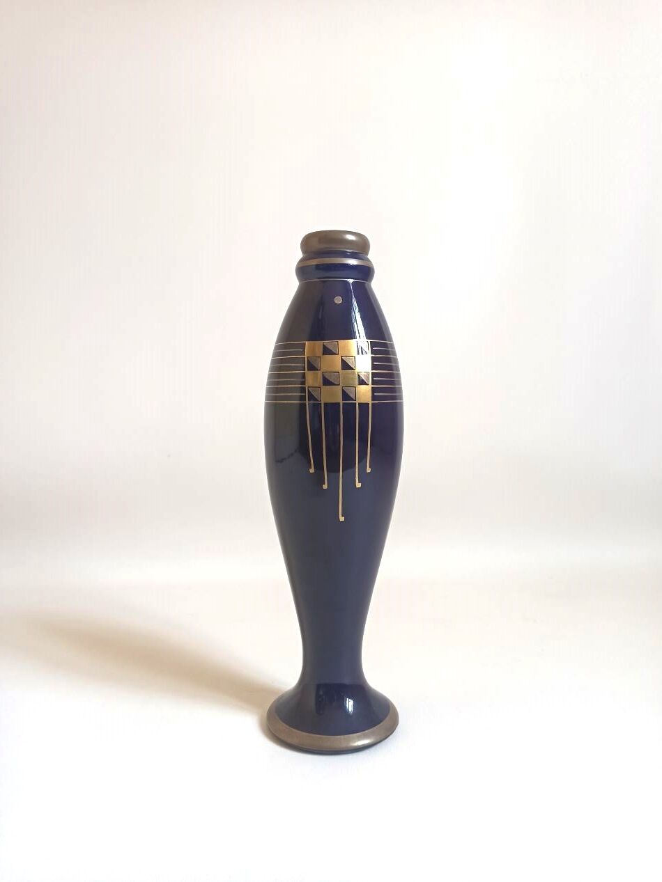 Soliflore Pinon Heuzé blue and gold Height 42 cm