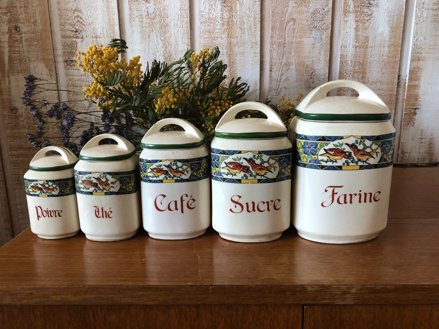 5 Louis Gueule earthenware pots