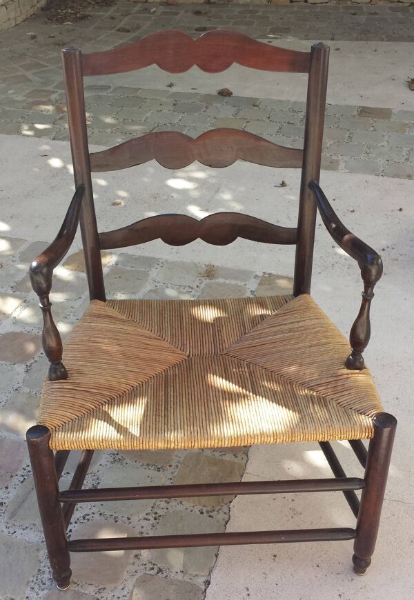 Fauteuil paillé provençal ancien